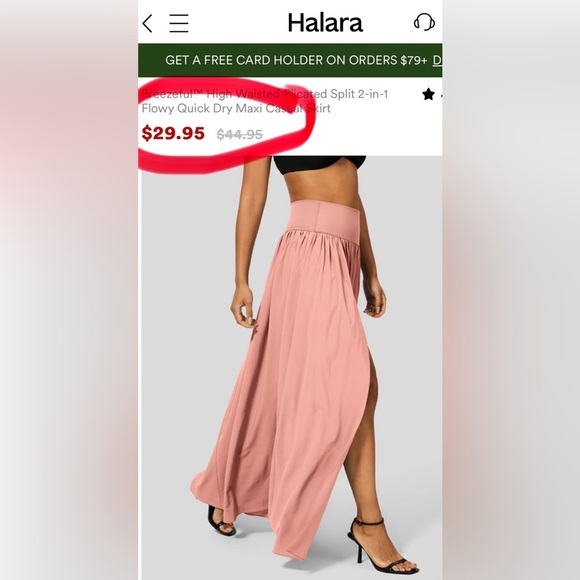 Halara High Waisted Plicated Split 2-in-1 Flowy Quick Dry Maxi Casual Skirt |NEW - Picture 4 of 9